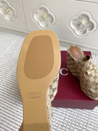 GG Women's Wedge Sandal 105mm Beige Brown Canvas