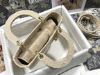MEDIUM LADY D-LITE BEIGE CANNAGE EMBROIDERY