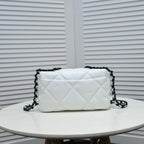 19 FLAP BAG 26CM WHITE BLACK HARDWARE