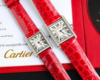 TANK MUST SMALL STEEL DIAMOND BEZEL LEATHER STRAP EWHITE DIAL