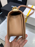 BOY BAG MEDIUM 25 BROWN CAVIAR GOLD HARDWARE