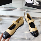 mary janes beige black patent calfskin