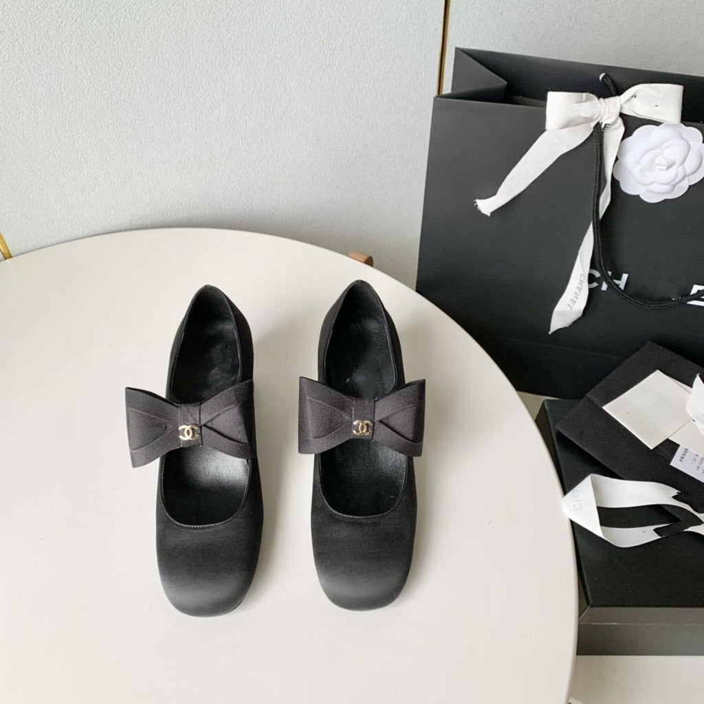 mary jane 60 black calfskin silk bow