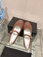 mary jane flat brown corduroy