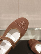 mary jane flat brown corduroy