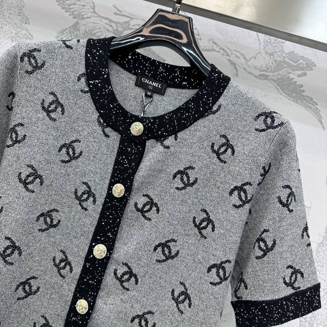 CHANEL KNIT SEQUIN SHORT SLEEVE CARDIGAN STYLE 276