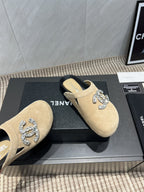 CC 25S Birkenstock Thick-Sole Loafers in Beige Velvet 442542