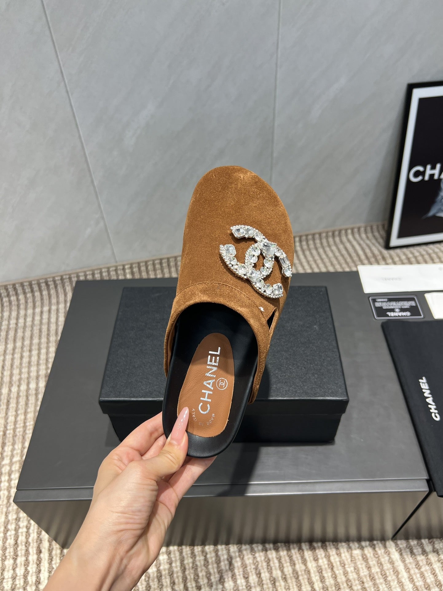CC 25S Birkenstock Thick-Sole Loafers in Brown Velvet 442541