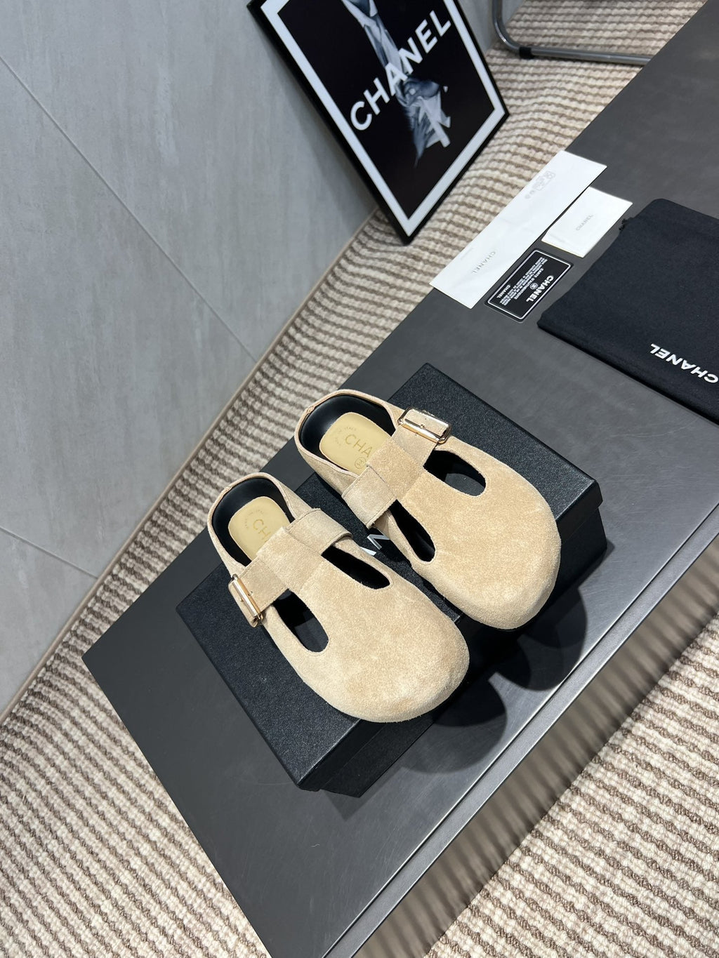 CC 25S Birkenstock Thick-Sole Loafers in Beige Suede 442539