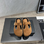 CC 25S Birkenstock Thick-Sole Loafers in Brown Suede 442538