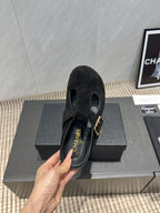 CC 25S Birkenstock Thick-Sole Loafers in Black Suede 442537
