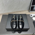 CC 25S Round Toe Chain Loafer Half Slippers in Black Cowhide 442534