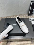 CC 25S Round Toe Chain Loafers in White Cowhide 442532