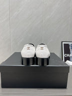 CC 25S Round Toe Chain Loafers in White Cowhide 442532