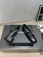 CC 25S Round Toe Chain Loafers in Black Cowhide 442531