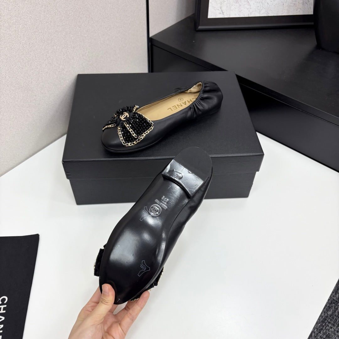 CC 25s Coco Beach Ballet Flats Black Sheepskin 331785