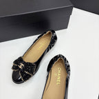 CC 25s Coco Beach Ballet Flats Glossy Black Sheepskin 331786