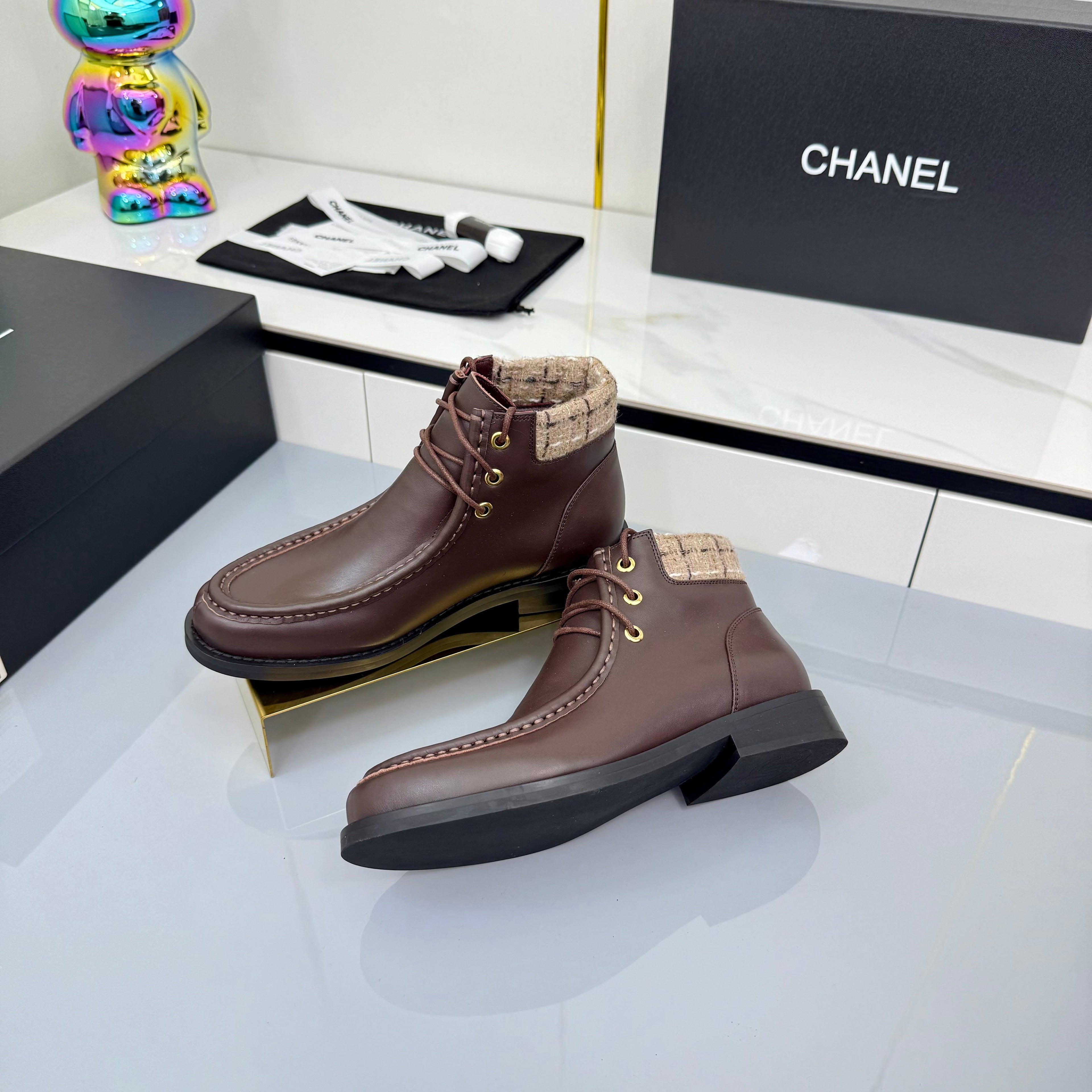 CC 25 Ankle Boots Coffee Cowhide and Tweed 454712