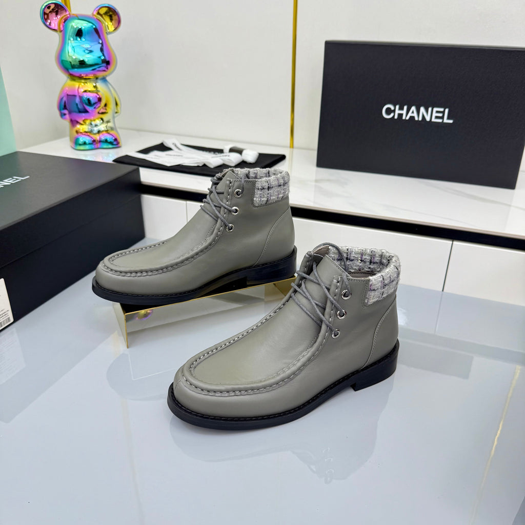 CC 25 Ankle Boots Gray Cowhide and Tweed 454713