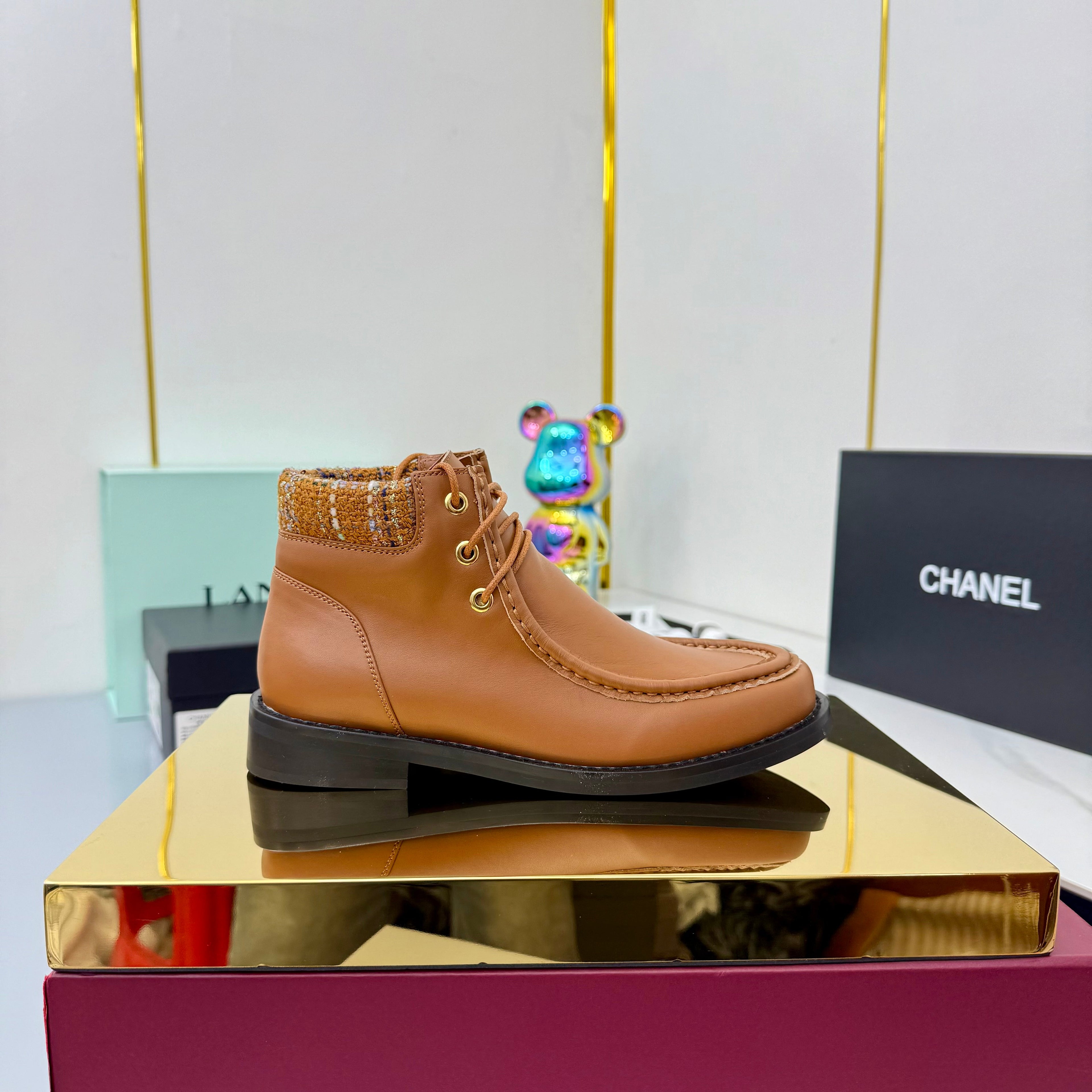 CC 25 Ankle Boots Brown Cowhide and Tweed 454714