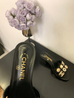 Chanel Embellished Sandal Black Leather 166885