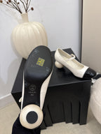 CC 25A Double C Giant Pearl Heel Mary Janes White Cowhide 127018