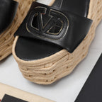 VL Flatform Sandal 15mm In Black Cowhide 456398