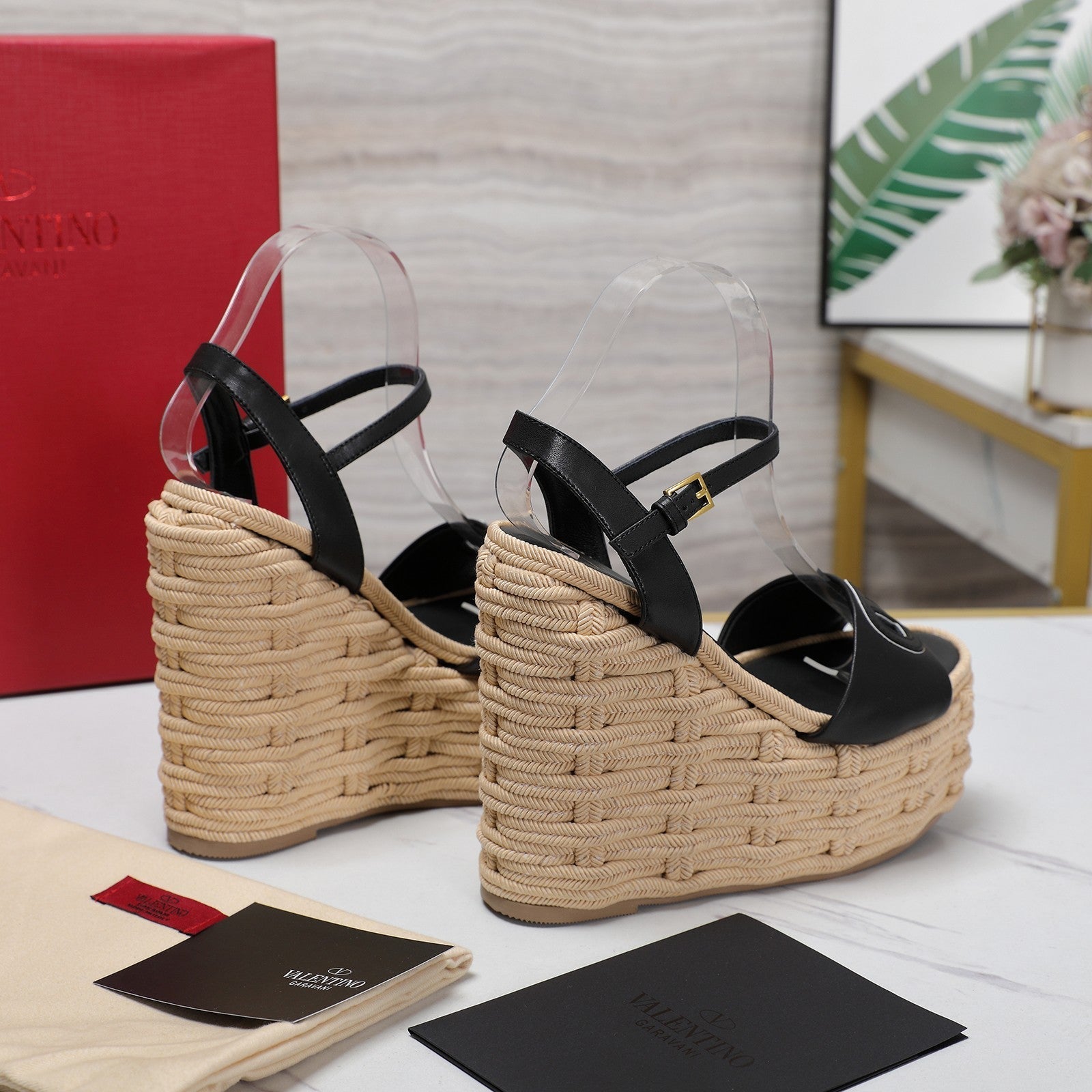 VL Flatform Sandal 15mm In Black Cowhide 456398