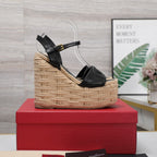 VL Flatform Sandal 15mm In Black Cowhide 456398