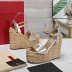 VL Flatform Sandal 15mm In Silver Cowhide 456394