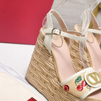 VL Flatform Sandal 15mm In White Cherry Embroidery Cowhide 456391