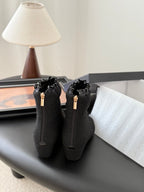 CC 25P Show-Style Platform Wedge Mary Jane Boots Black Cowhide and Tweed 458773