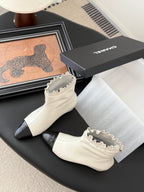 CC 25P Show-Style Platform Wedge Mary Jane Boots White Patent Cowhide 458771