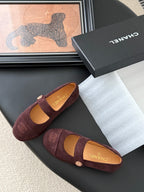 CC 25K Mary Jane Flats Burgundy Suede 458763