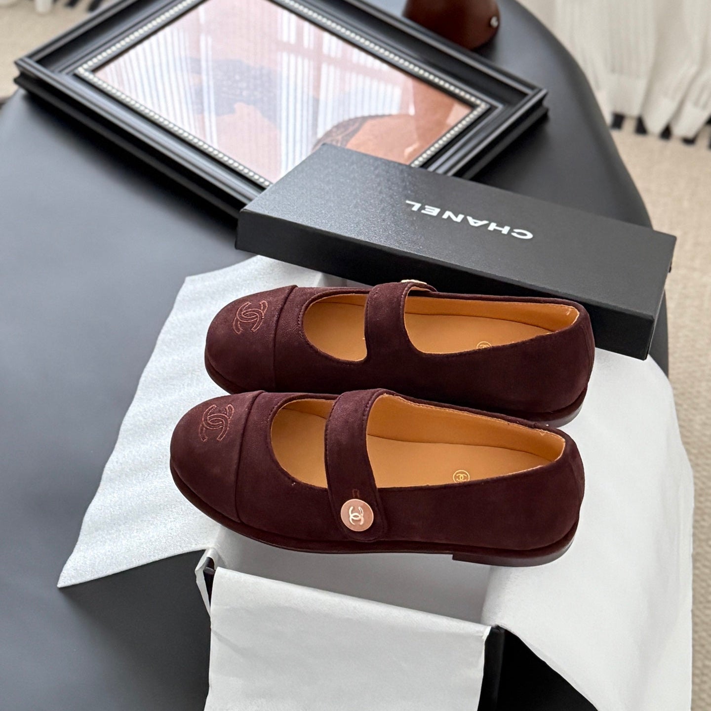 CC 25K Mary Jane Flats Burgundy Suede 458763
