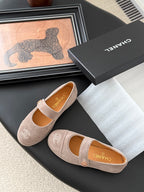 CC 25K Mary Jane Flats Pinky Beige Suede 458759