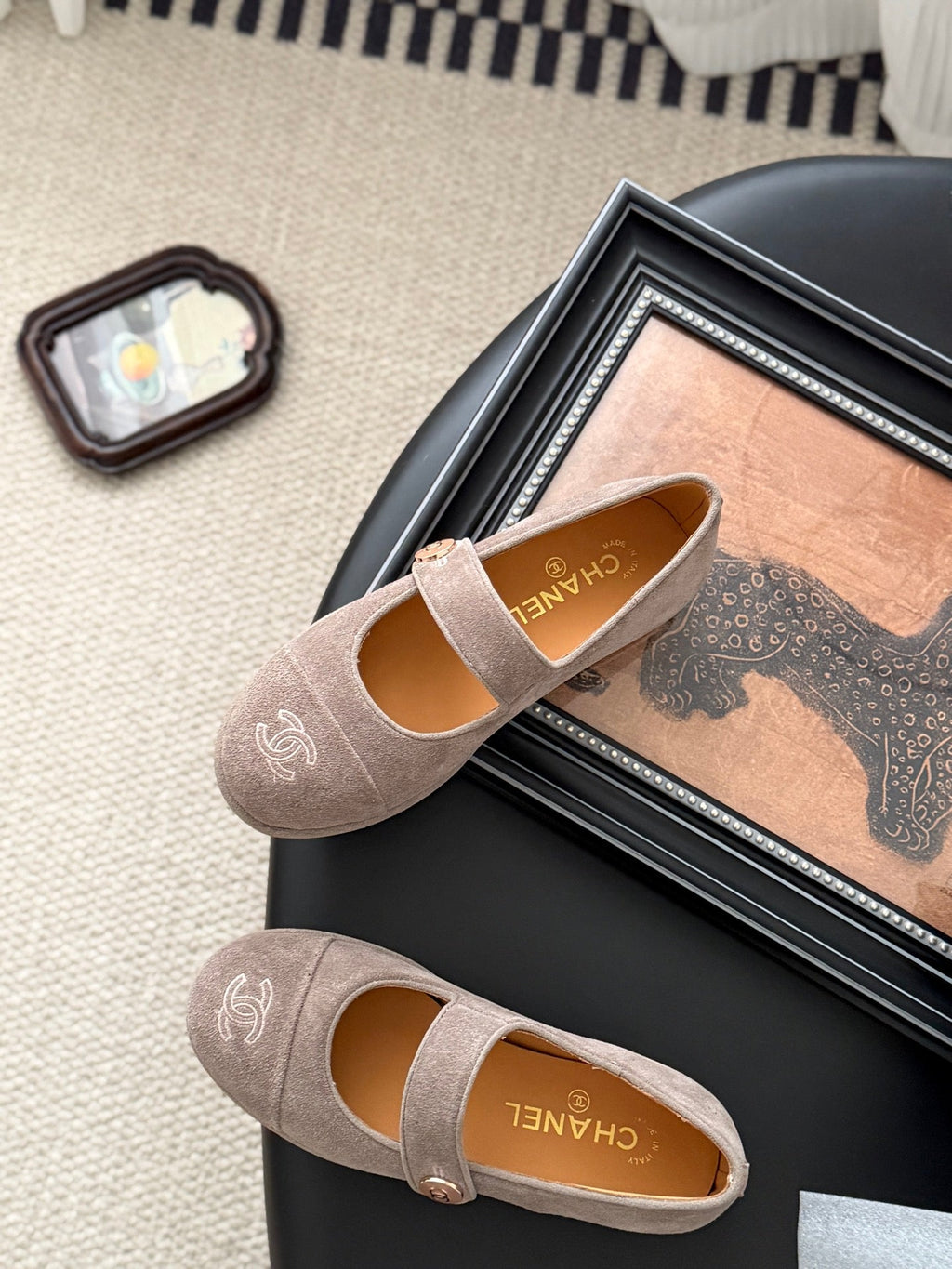 CC 25K Mary Jane Flats Pinky Beige Suede 458759