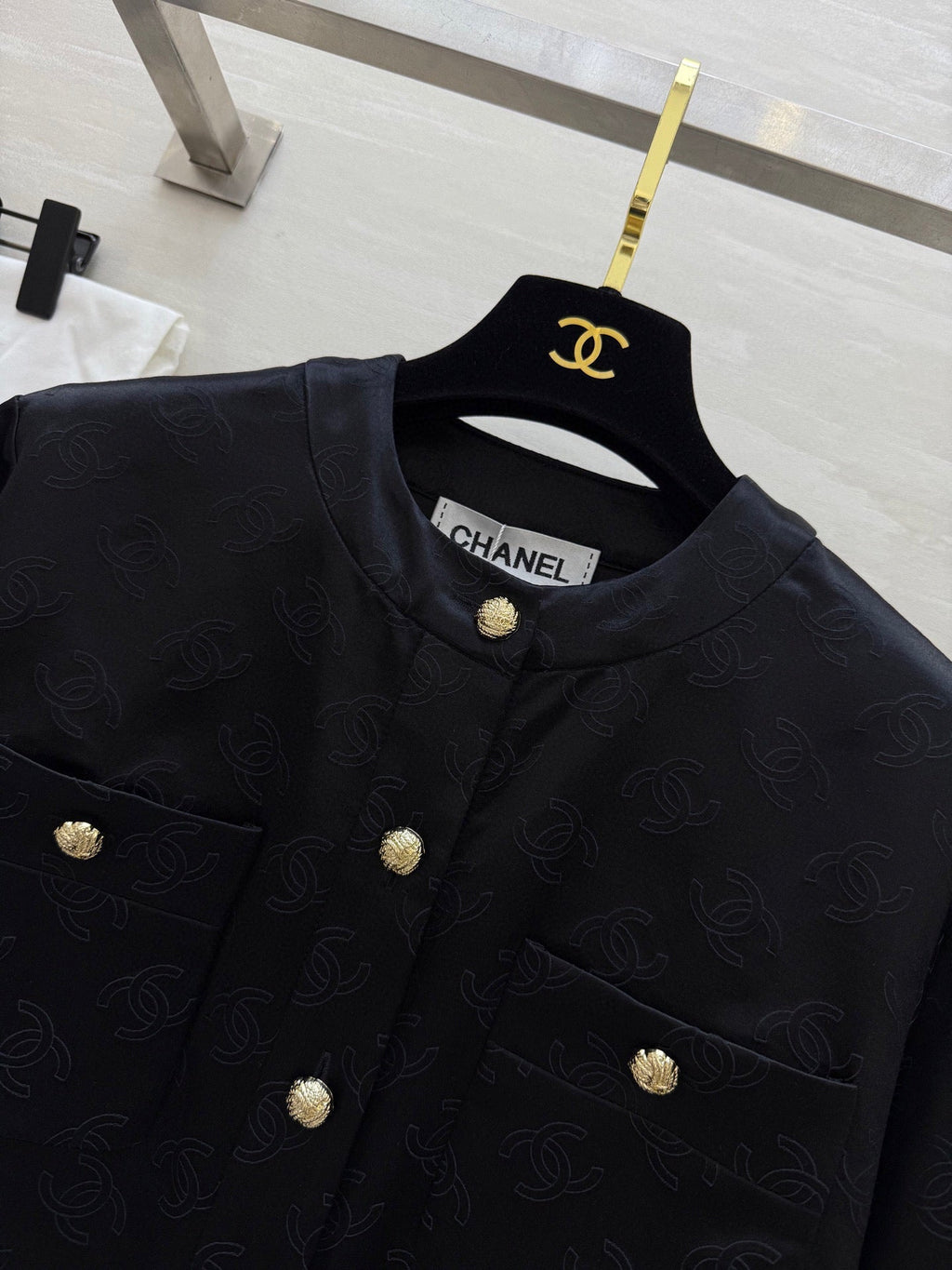 CC 25 3D Jacquard Silk Black Jacket