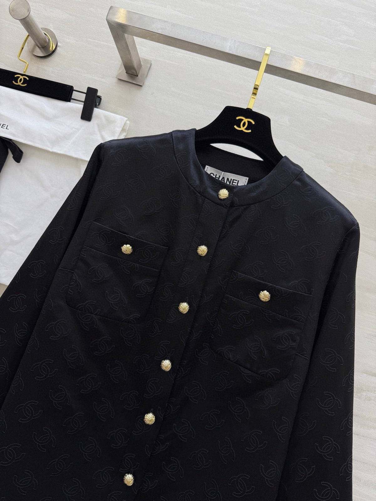 CC 25 3D Jacquard Silk Black Jacket