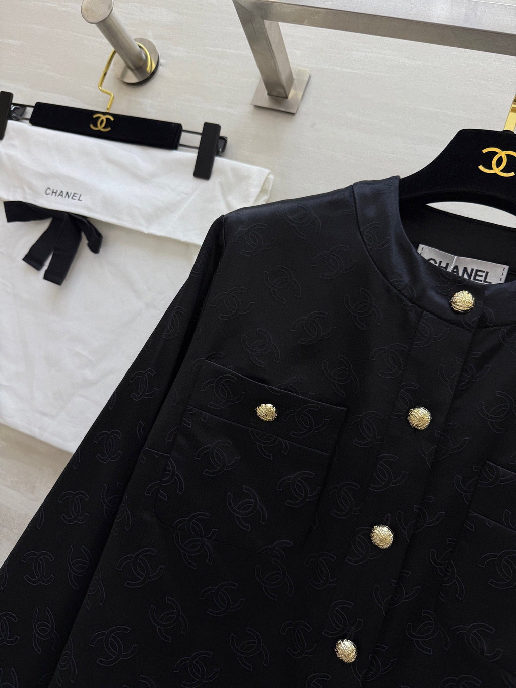 CC 25 3D Jacquard Silk Black Jacket