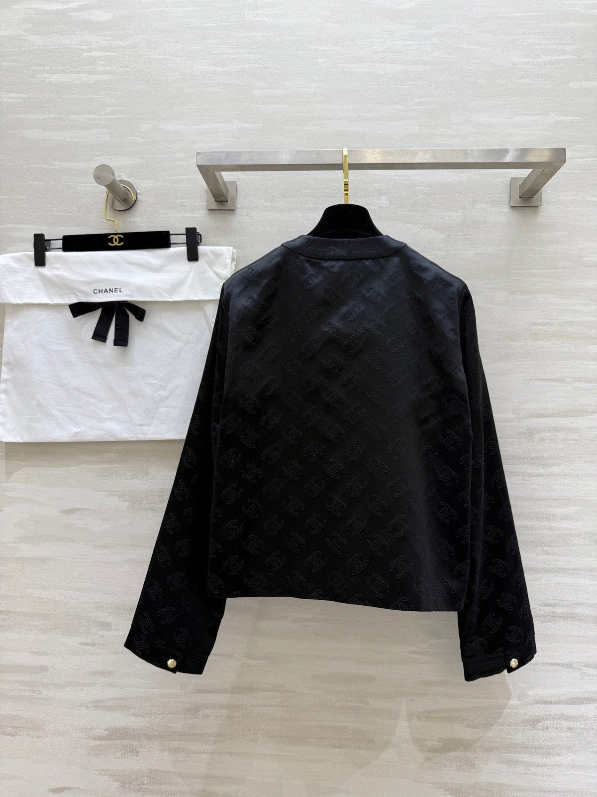 CC 25 3D Jacquard Silk Black Jacket