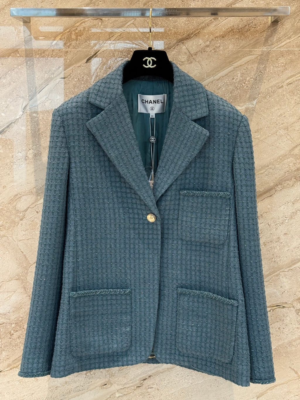 CC 25B Peacock Green Tweed Vest Jacket