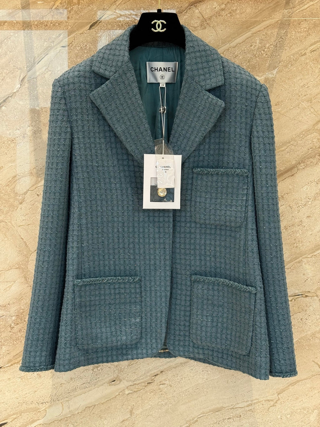 CC 25B Peacock Green Tweed Vest Jacket