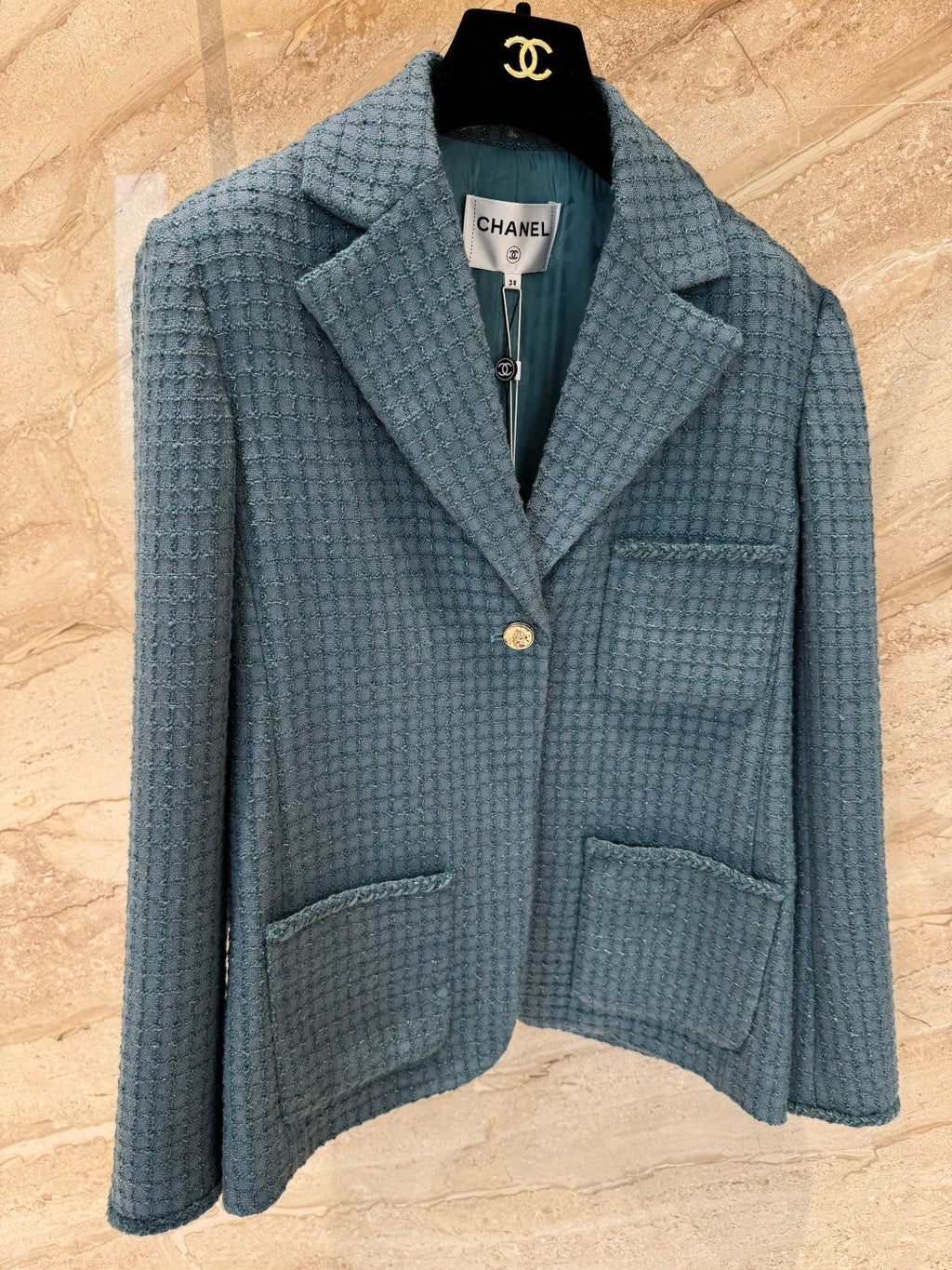 CC 25B Peacock Green Tweed Vest Jacket