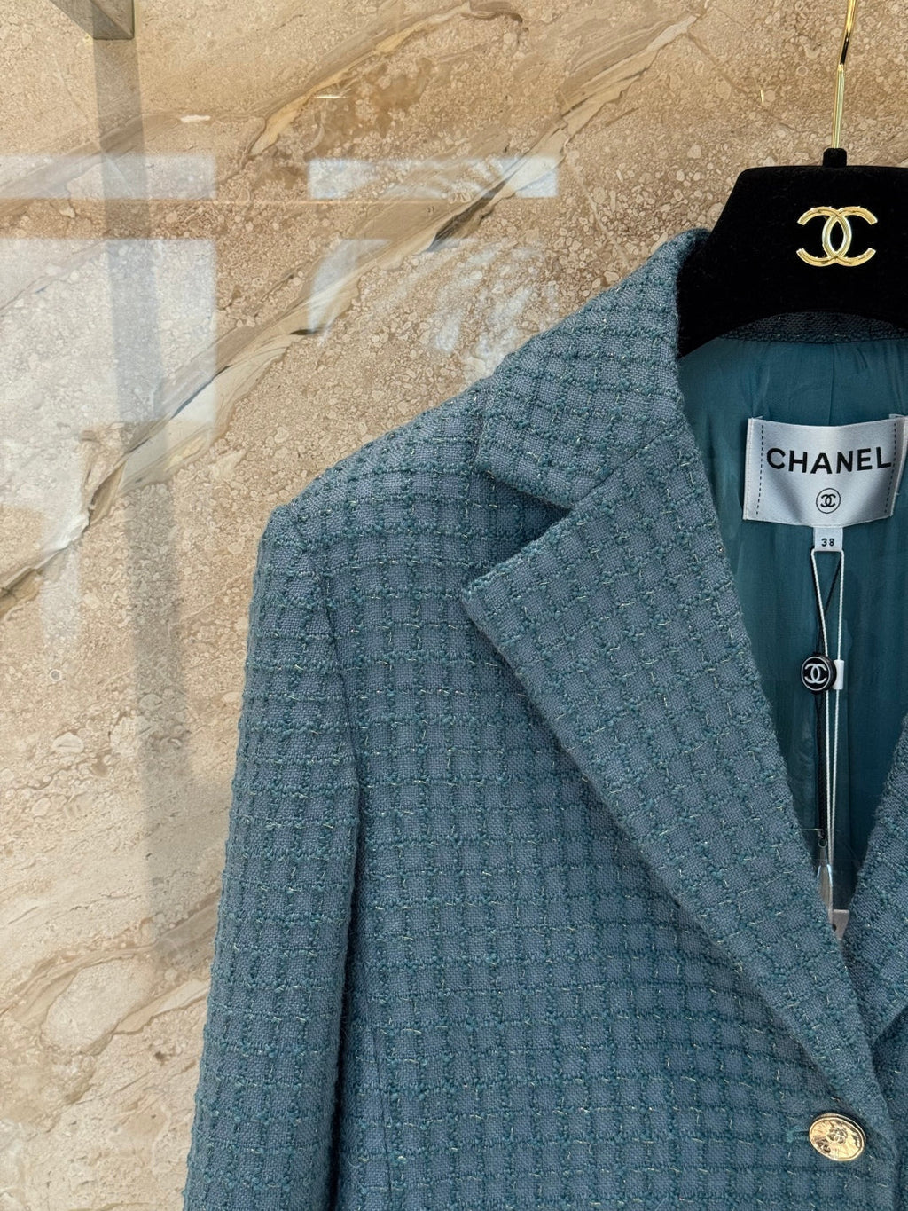 CC 25B Peacock Green Tweed Vest Jacket