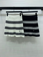 CC 25 Striped Knit Skirt White Wool