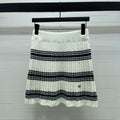 CC 25 Striped Knit Skirt White Wool