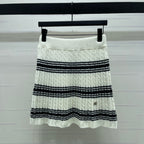 CC 25 Striped Knit Skirt White Wool