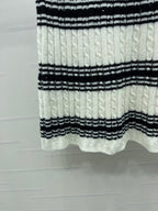 CC 25 Striped Knit Skirt White Wool