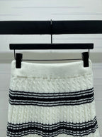 CC 25 Striped Knit Skirt White Wool